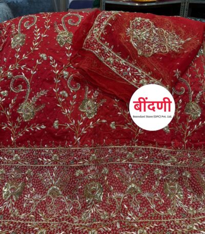Rajasthani Wedding Poshak for Bride in Red Color