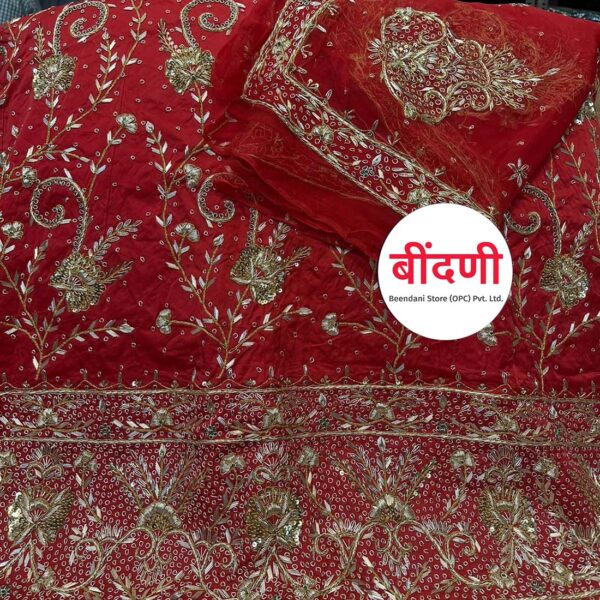 Rajasthani Wedding Poshak for Bride in Red Color
