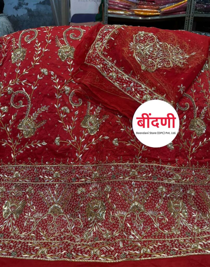 Rajasthani Wedding Poshak for Bride in Red Color