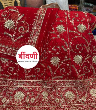Rajputi Wedding Poshak for Bride in Red Color