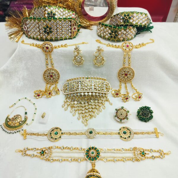 Rajasthani Jewelry Combo Set with Kundan Aad