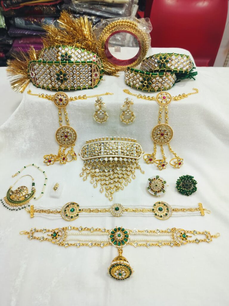 Rajasthani Jewelry Combo Set with Kundan Aad