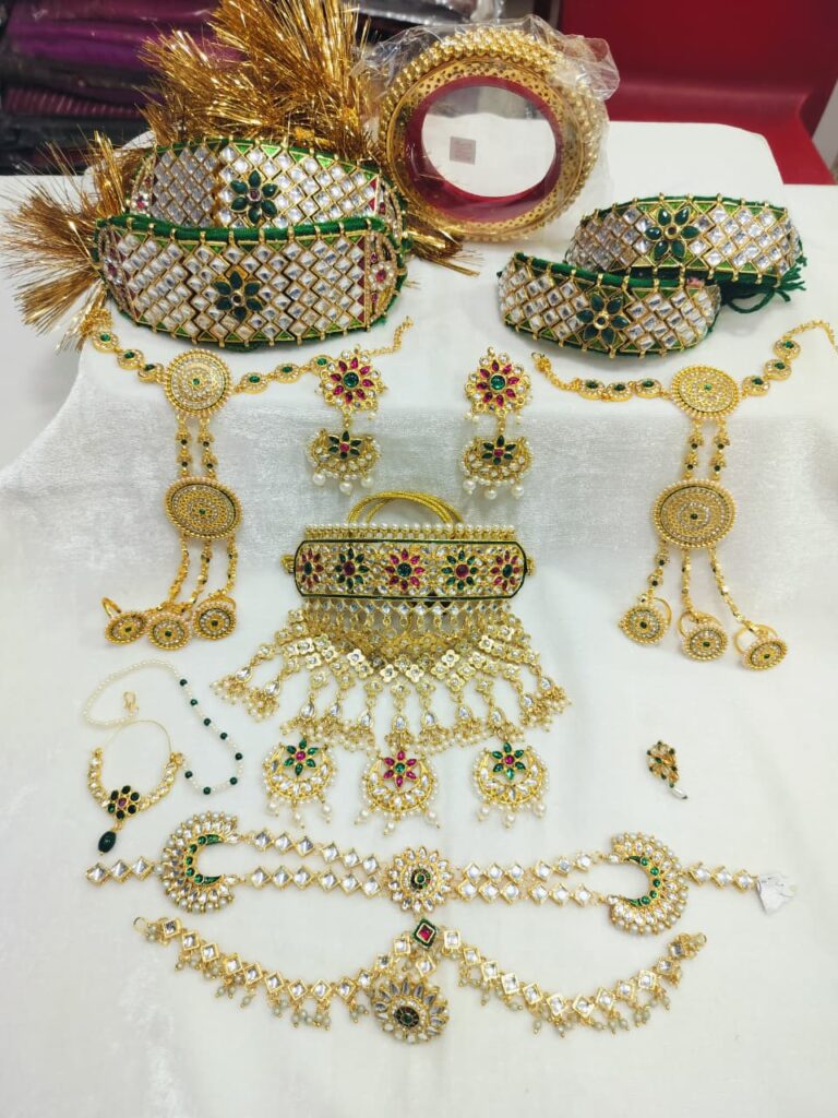 Rajasthani Combo Jewelry Set with Multicolor Kundan Aad