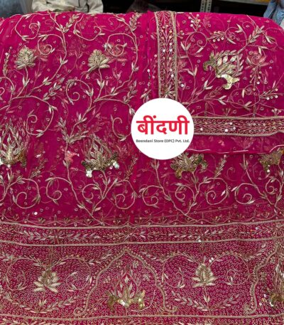 Pink Rajasthani Bridal Poshak in Zardoji Work by 21 Shagun