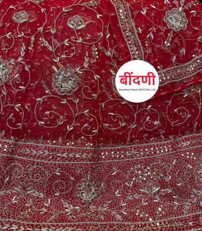 Rajasthani Wedding Poshak for Bride in Red Color