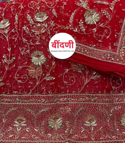 Rajputi Heavy Work Poshak for Bride in Red Color