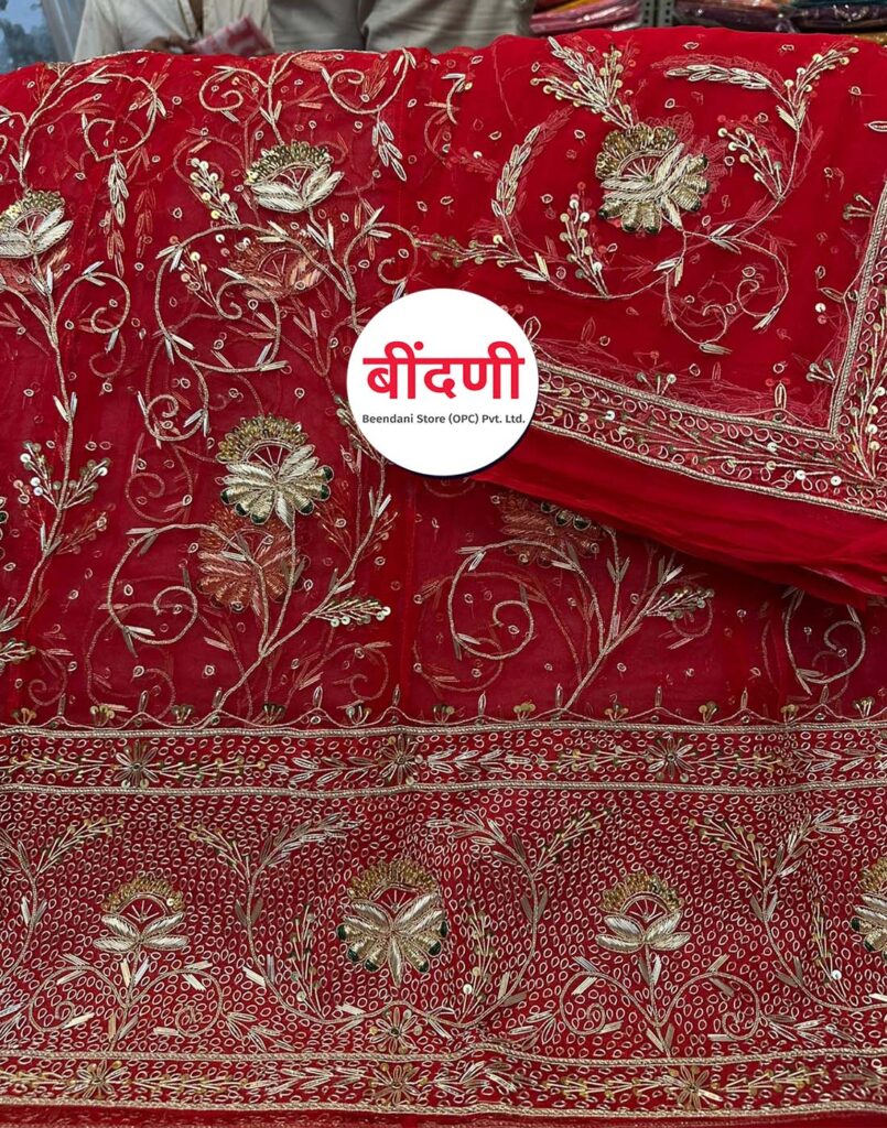 Rajputi Heavy Work Poshak for Bride in Red Color