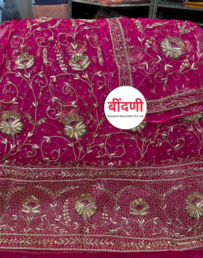 Rajputi Pink Bridal Poshak in Jardoji Work by 21 Shagun