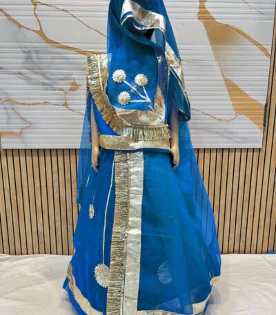 Rajputi Kids Poshak in Dark Blue Color with Gotapatti Work