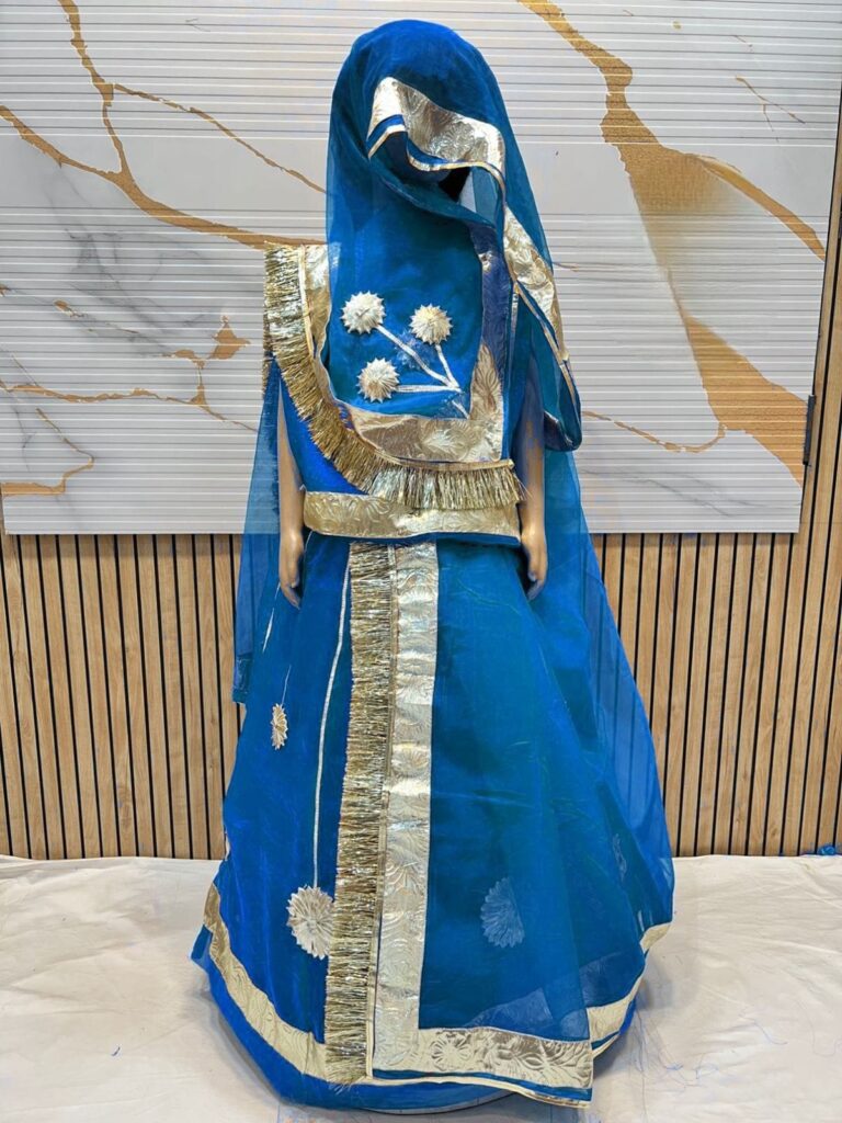 Rajputi Kids Poshak in Dark Blue Color with Gotapatti Work