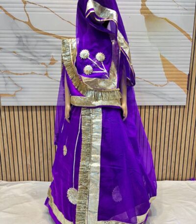 Kids Rajputi Poshak in Gotapatati with Purple Color