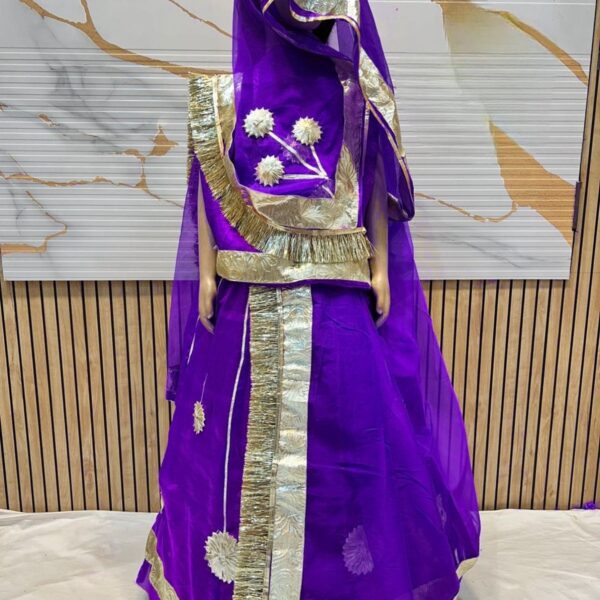 Kids Rajputi Poshak in Gotapatati with Purple Color