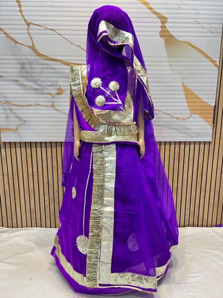 Kids Rajputi Poshak in Gotapatati with Purple Color