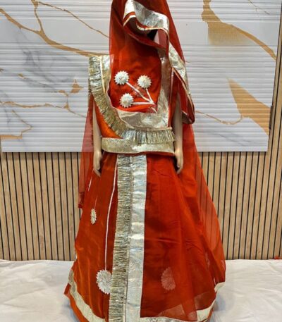 Kids Rajasthani Poshak in Gotapatati with Orange Color