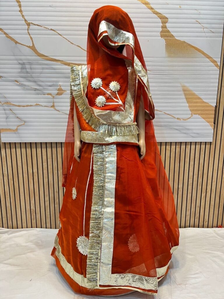 Kids Rajasthani Poshak in Gotapatati with Orange Color