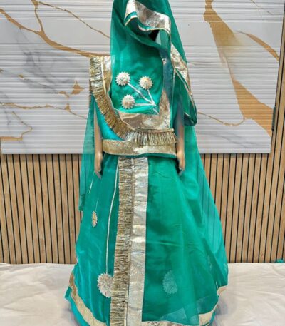 Kids Rajputi Poshak in Gotapatati with Sea Green Color