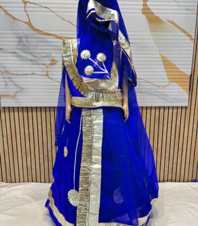 Rajputi Kids Poshak in Blue Color with Gotapatti Work