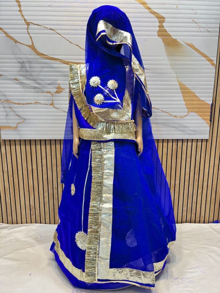 Rajputi Kids Poshak in Blue Color with Gotapatti Work