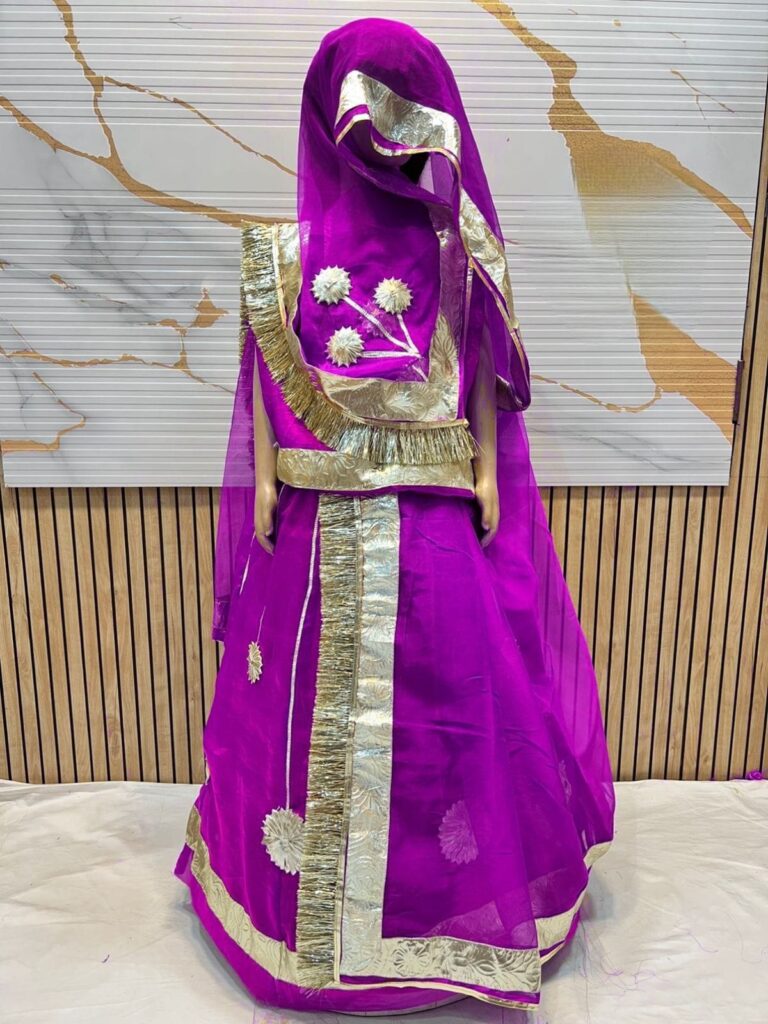 Rajputi Kids Poshak in Dark Pink Color with Gotapatti Work