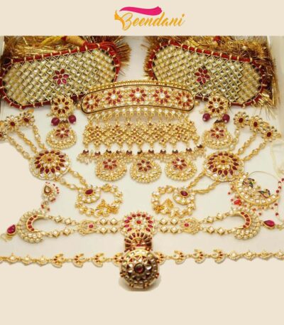 Red Kundan Rajputi Bridal Jewelry Set
