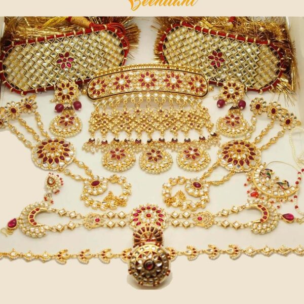 Red Kundan Rajputi Bridal Jewelry Set