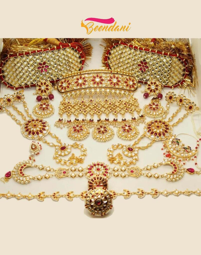 Red Kundan Rajputi Bridal Jewelry Set