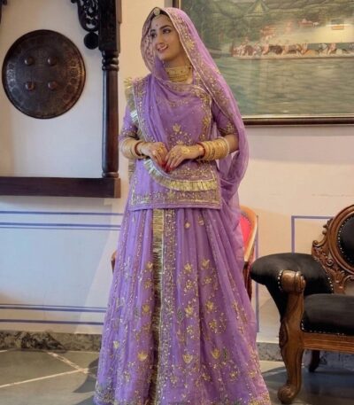 Rajputi Hand Work Poshak in Lavender Color by 21 Shagun