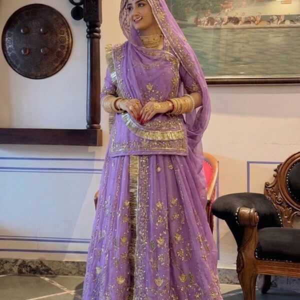 Rajputi Hand Work Poshak in Lavender Color by 21 Shagun